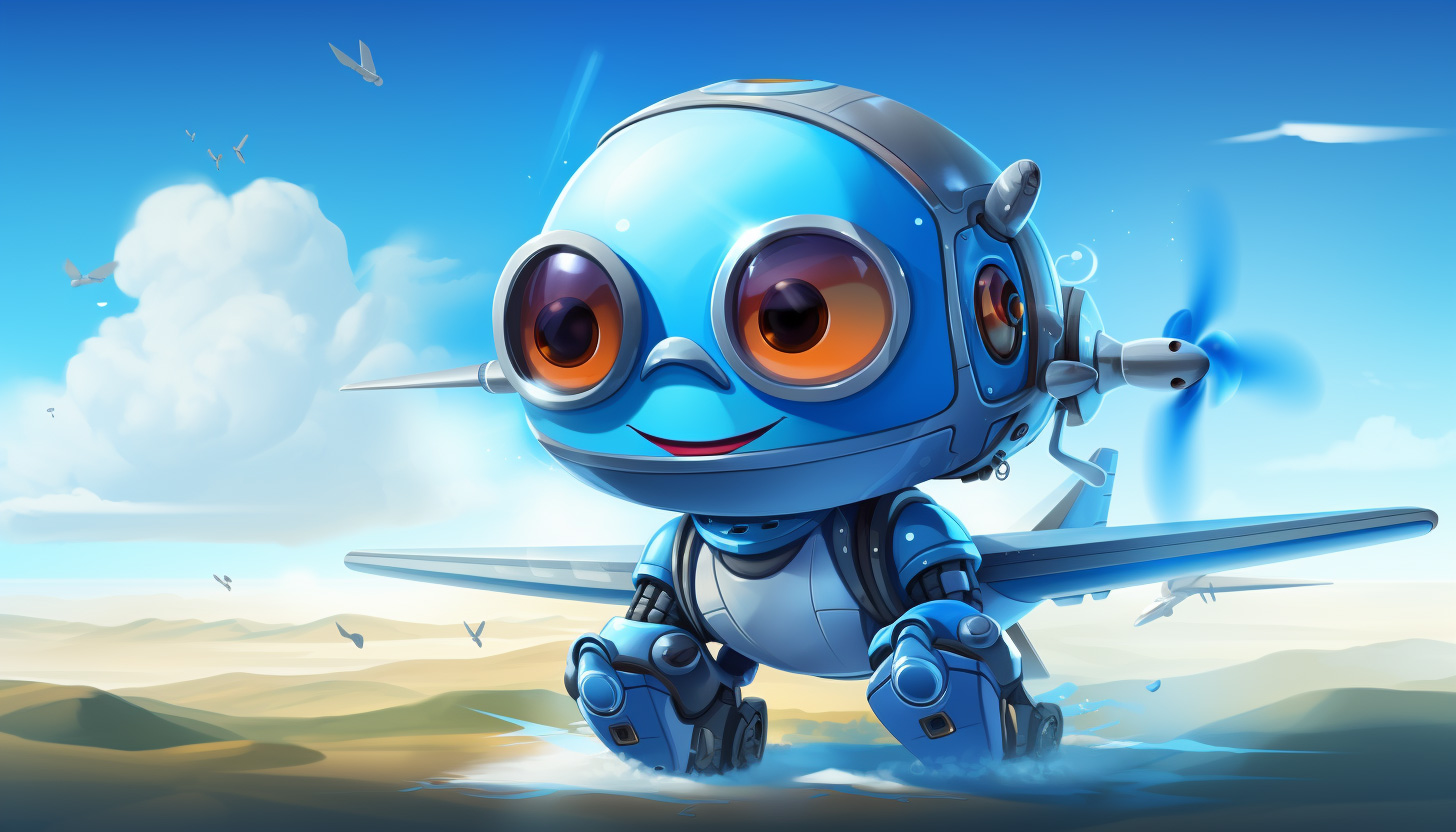 Blue Robot Airplane Fly