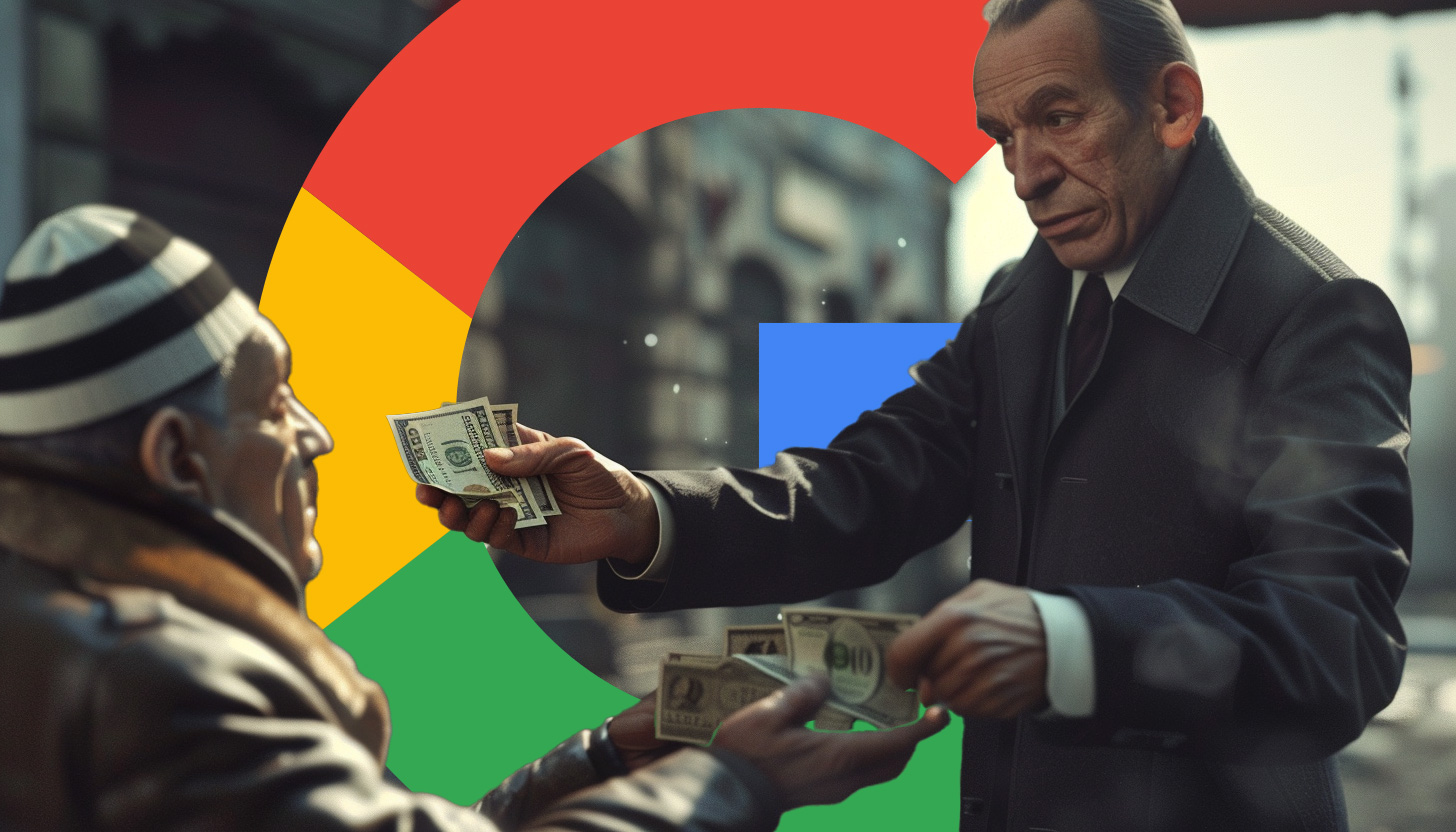 Taking Money From Man Google Logo