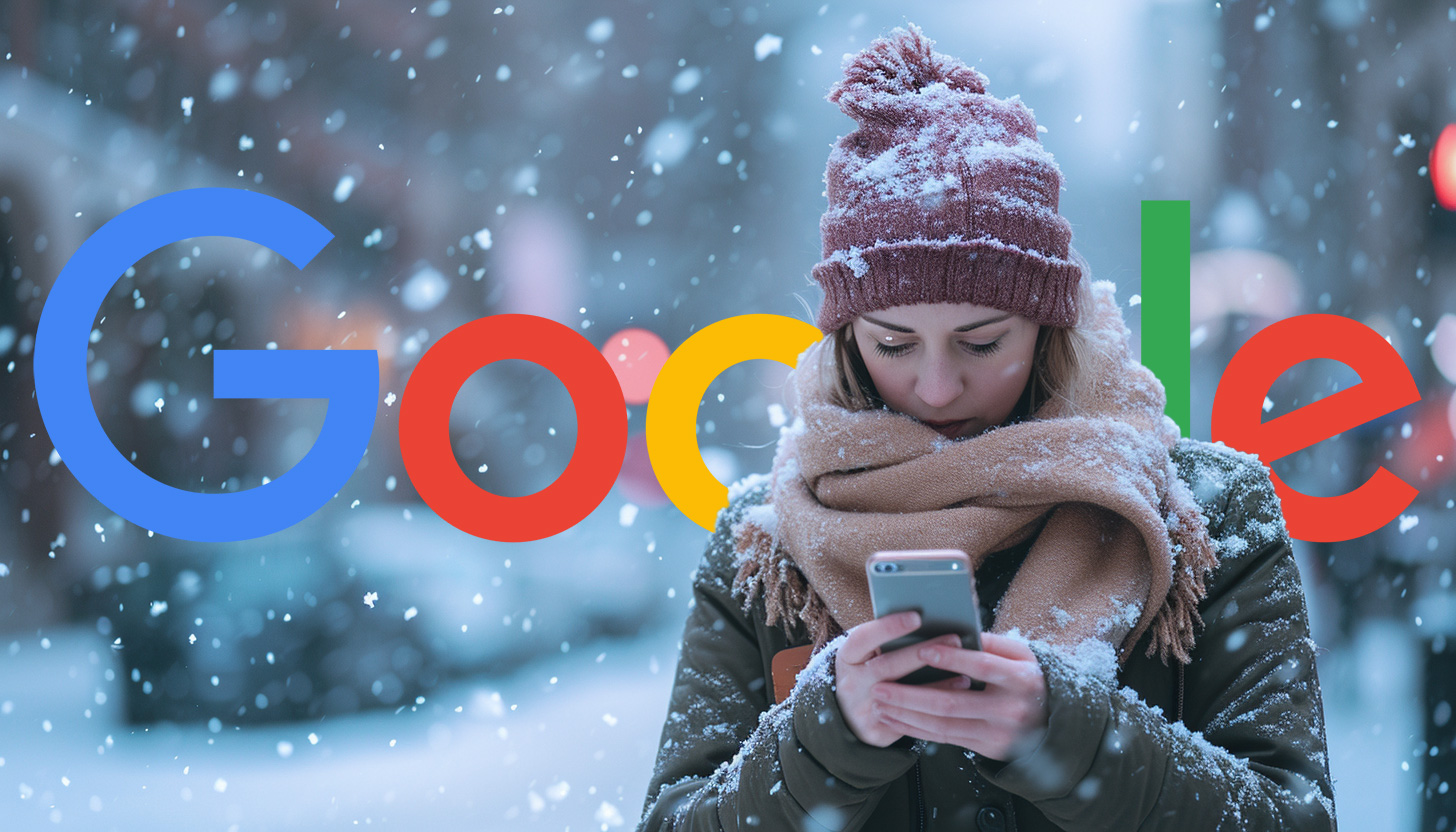 Woman Snow Phone Google Logo